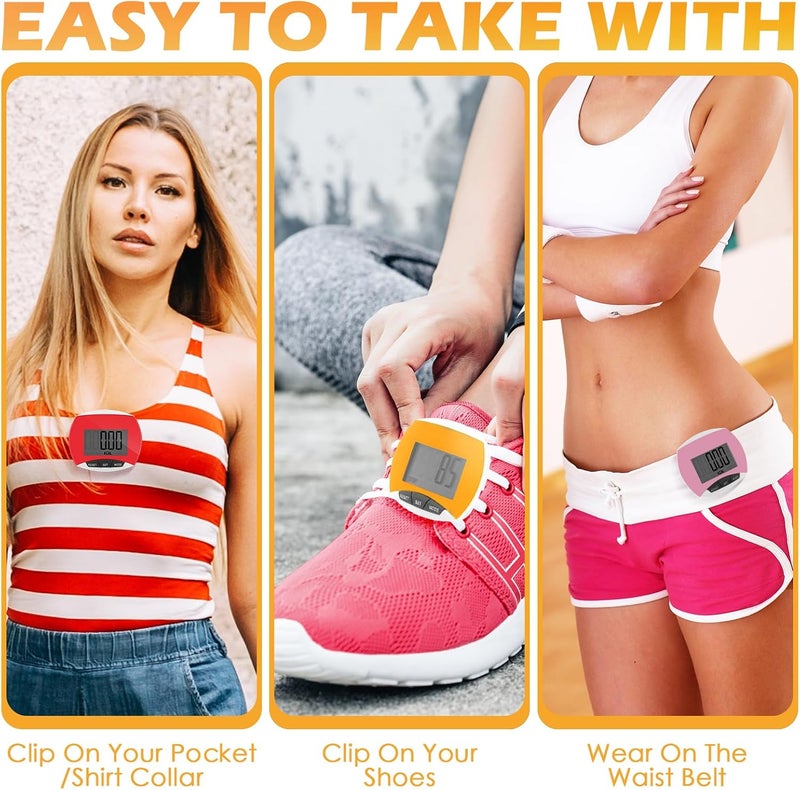 Copkim 9 Pcs Simple Pedometers Bulk for Walking Steps and Miles Walking Step Counters with Calories Burned Portable Clip Step Tracker for Seniors Man Women Jogging Hiking Running - Image 4